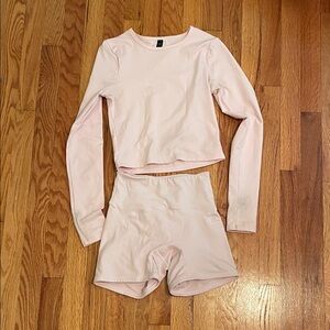 Cotton on Body Pink Long Sleeve Top and Shorts Set